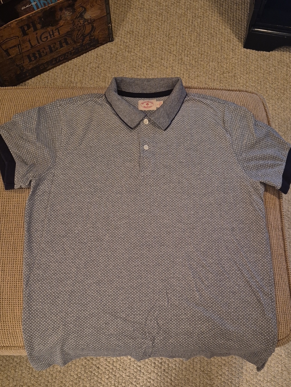 Brooks Brothers Light Blue Microdot Polo with Navy Trim